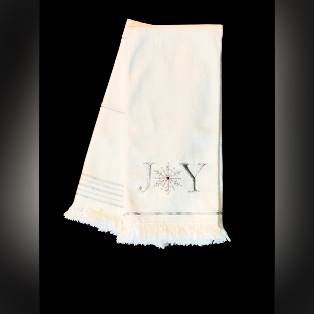 Joy Embroidered Cream Towel